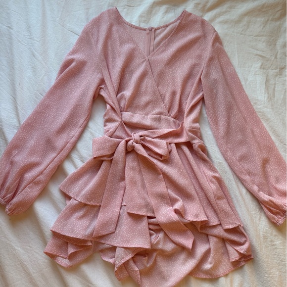 Pink Ruffled Long Sleeve Romper - Picture 5 of 7